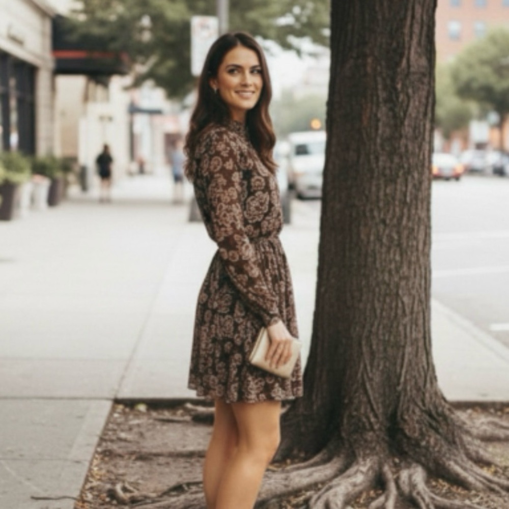 Fashion Union Elegant Floral Long Sleeve Dress - Picture 2 of 16
